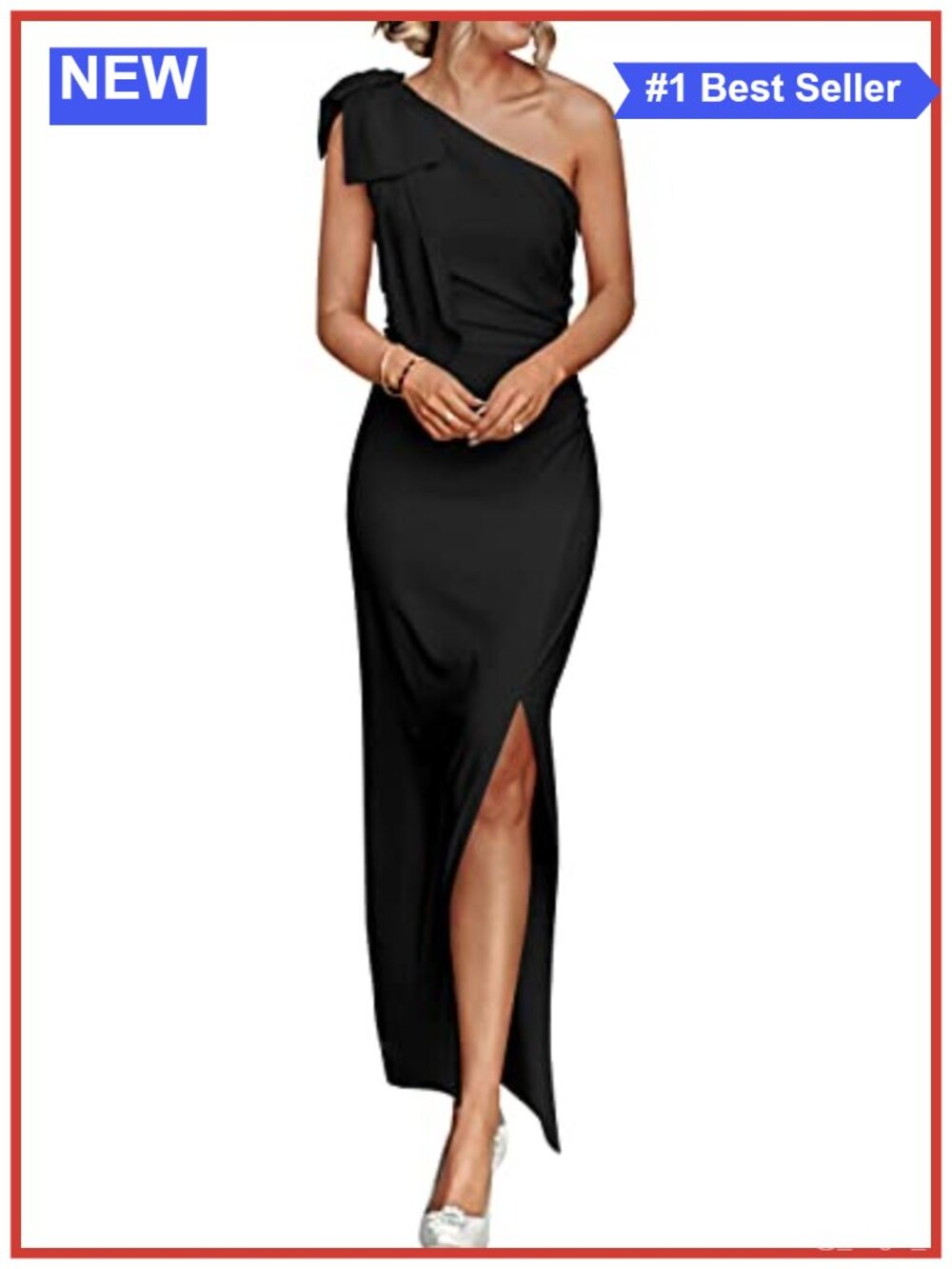 One Shoulder Maxi Dress Ruched Bodycon Slit Formal